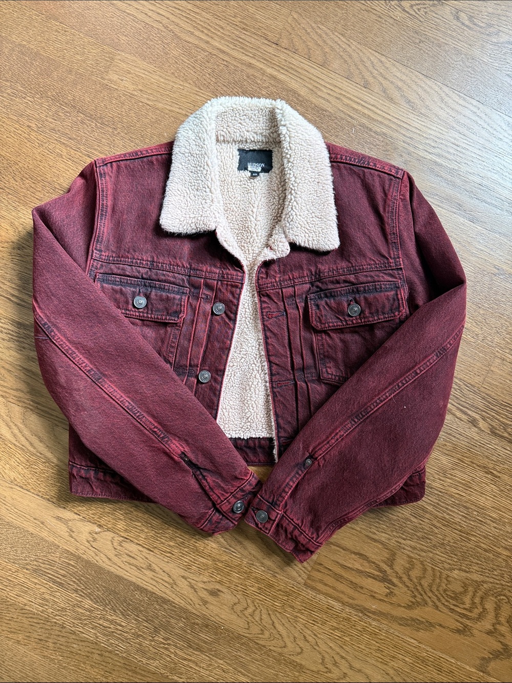 Hudson Lola Sherpa-Lined Trucker Jacket - Burgundy